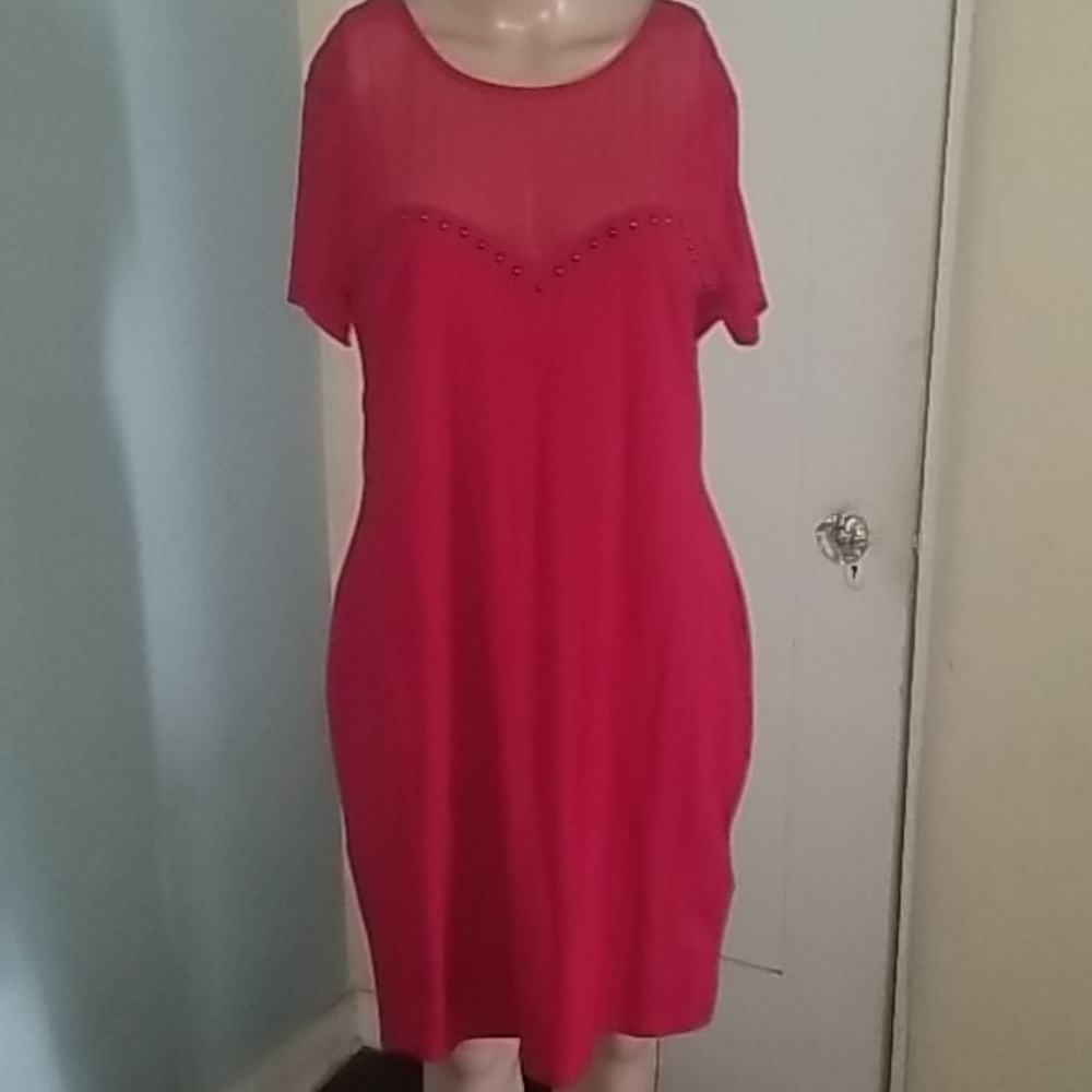 NEW red studded, mesh dress H&M